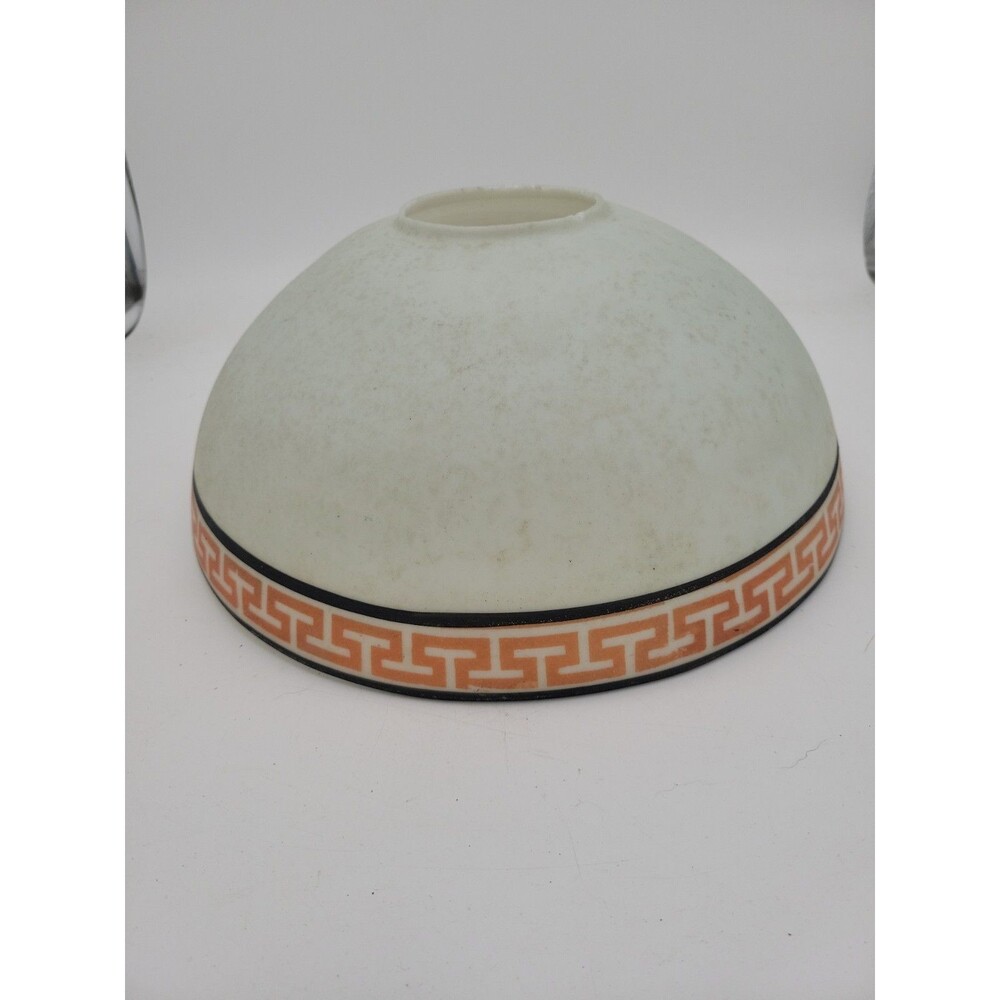 Vtg Greek Key Lampshade Large Orange Brown MCM Craftsman Replacement